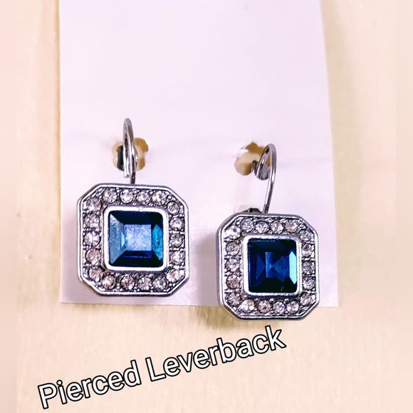 Leverback Blue Zircon Drop Earrings - Picture 7 of 15